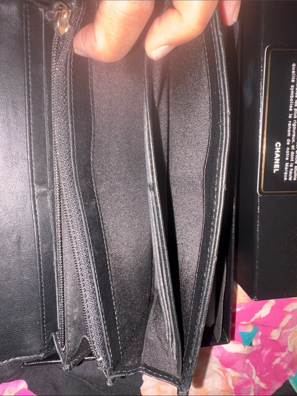 CHANEL Black Quilted Lambskin Leather Wallet